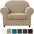 thumbnail image 1 of Subrtex Housse de Sofa en Jacquard Extensible à Rayures, 2 Pcs, 1 of 6