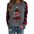 thumbnail image 4 of xiaxaixu Women Christmas Printed T-shirt, Long Sleeve Patchwork Pullover Tops, 4 of 10