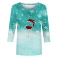 thumbnail image 4 of Meichang Hauts à Manches 3/4 pour Femmes T-Shirts Classiques de Noël avec Verre de Vin Graphique Coupe Ample Col Ras du Cou Hauts Décontractés Cadeaux pour Femmes pour Noël, 4 of 4