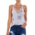 thumbnail image 1 of Women Floral Print Lace Splicing Sleeveless V Neck Tank Top, 1 of 5