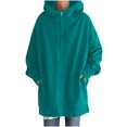thumbnail image 1 of Womens Solid Color Hoodie Zipper Long Sleeve Sweatshirts Pockets Long Coat Tops, 1 of 5