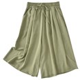 thumbnail image 4 of Timegard Wide Leg Pants for Women Capris Elastic High Waisted Drawstring Casual Loose Cropped Pants, 4 of 4