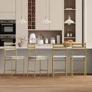 Eastvita 4-Piece Set of Modern Velvet Bar Stools with Back/Thick Cushion//Footrest - Gold/Perfect for Kitchen Island/Counter Bars