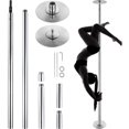 thumbnail image 1 of KFFKFF Perche de Danse Experte, Ensemble de Perche de Danse Rotative et Stationnaire, Perche Détachable et Portable, Perche Robuste en Acier Inoxydable de 45 mm, Perche de Mise en Forme à Hauteur Réglable, Argent, 1 of 9
