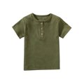 thumbnail image 1 of Birdeem Haut à Manches Courtes pour Enfants Garçons Filles Mode Confortable Couleur Unie Bouton Col Rond, 1 of 12