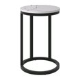 thumbnail image 3 of CorLiving Fort Worth Engineered Wood Round Top Indoor Side Table with C-Shaped Steel Base, White Marbled, 3 of 5