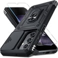 thumbnail image 1 of KOMI Compatible with Samsung Galaxy A16 5G Case Built in Slide Camera Lens Cover+Screen Protector+Finger Ring Holder Kickstand,Heavy Duty Shockproof Full Body Phone Cover,2025 Black, 1 of 5