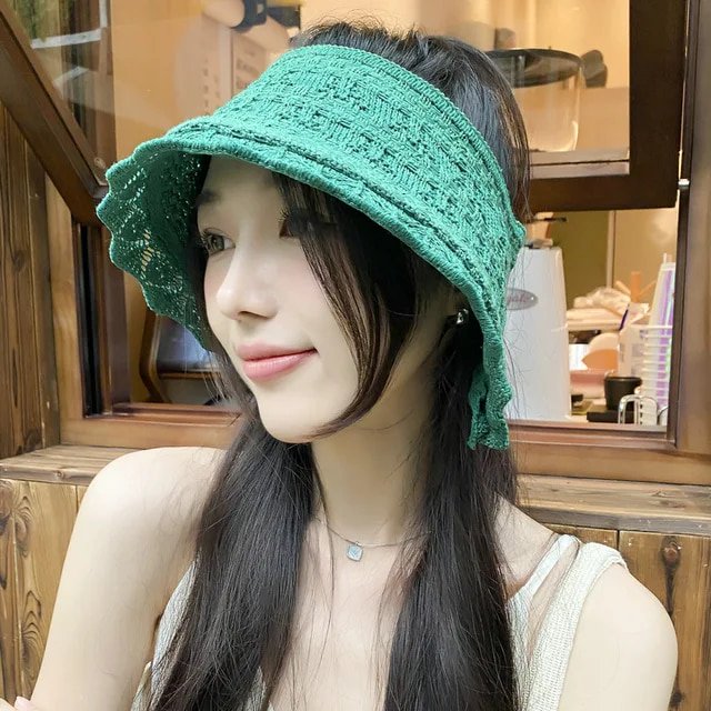 LinYooLi Foldable Knitted Sun Hat For Women Empty Top Sunscreen Cap Summer Sun Protection Fisherman Hat For Female Outdoor Beach Sun Caps