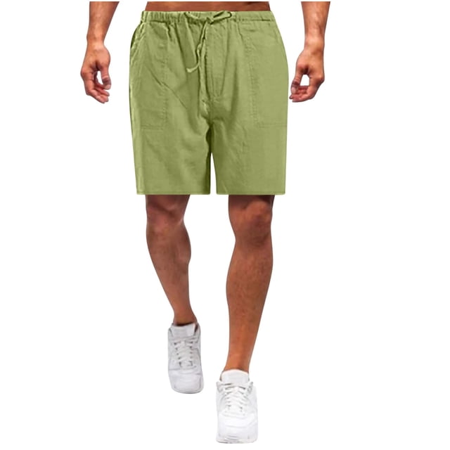 EOYWHK Big and Tall Linen Shorts for Men with Pockets,5" Inseam Summer Athletic Basketball Shorts,Quick Drying Breathable Elastic Waistband with Drawstring Pockets ,M-5XL