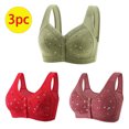 thumbnail image 2 of Timegard 3pc Plus Size Bras for Women Front Closure Button Full Support Bralette Comfort Seniors Bras, 2 of 7