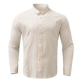 thumbnail image 3 of Kcodviy Chemise à Col Rabattu Chemise à Manches Longues en Maille Hauts Chemise à Manches Boutonnée Chemise à Manches Longues pour Homme Imprimé Décontracté Uni Chemises pour Hommes, 3 of 6