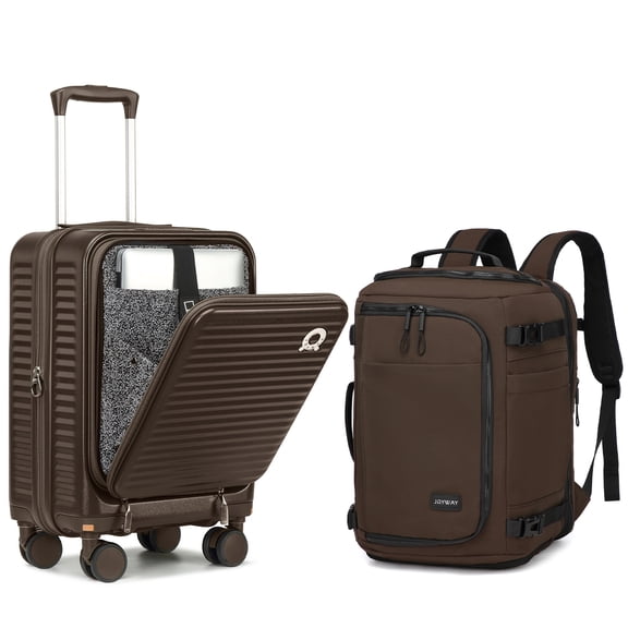 Joyway Valise Cabine Extensible de 20 Pouces à Ouverture Frontale avec Roues Pivotantes Amovibles et Sac à Dos de Voyage