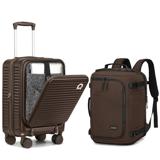 Joyway 20-Inch Front Opening Expandable Carry-On Luggage with Detachable Spinner Wheels and Travel Backpack