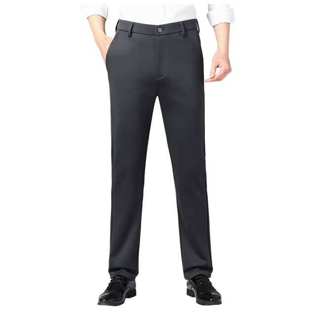HNMKIU Men's Casual Trousers Loose Fit Straight Leg High Rise Comfortable Deep Pants for Everyday Wear