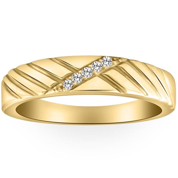 Mens Diamond Wedding Ring Yellow Gold