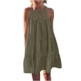thumbnail image 1 of Penkiiy Robe d'Été Sans Manches pour Femmes, Dos Nu, Décontractée, Ligne A, à Volants, Robe de Plage, Vacances, Mini Robe, Vert Armée, 1 of 9