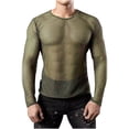 thumbnail image 1 of Birdeem Chemises pour Hommes Mode Homme Ajourées Filet de Pêche Décontracté Couleur Unie Manches Longues Col Rond Chemise, 1 of 10