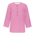 thumbnail image 4 of Aqestyerly T-shirt Ample à Boutons à Manches 3/4 Imprimé pour Femmes, Haut Décontracté à Col Rond Léger et Confortable pour Femmes, 4 of 4