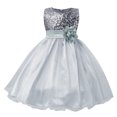 thumbnail image 1 of B91xZ Robe Décontractée pour Filles Robe de Fête Décontractée Imprimée Robe Tournoyante pour Enfants, Gris 9-10 Ans, 1 of 4