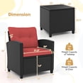 thumbnail image 3 of Costway Ensemble de Mobilier de Patio 3 Pcs avec Table Basse en Verre Trempé Coussins Lavables Rouge, 3 of 10