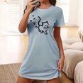 thumbnail image 3 of Jovati Chemise de Nuit Courte pour Femmes, Coupe Ample avec Imprimé sur la Poitrine, Nuisette à Manches Courtes à Col Rond, Mélange Polyester Spandex, Tissu Respirant et Léger, S à TTG, 3 of 8