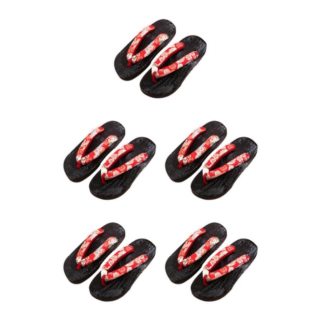ZheElen Japanese Clogs Slippers Geta Sandals Flip Flops for Men Women 36 Red Round Size 37 5Set