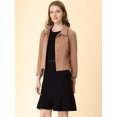 thumbnail image 3 of INSPIRE CHIC Women's Elegant Button Down Point Collar Short Bomber Jacket, 3 of 6