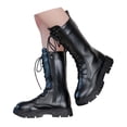 thumbnail image 1 of Wdgfv Bottes de Combat Mi-Mollet à Lacets pour Filles, Mode, Bout Rond, Fermeture Éclair Latérale, Semelle Crantée, Style Punk Goth, pour Tout-Petit, Petite Enfant, Grande Enfant, Noir, 7-8 Ans, 1 of 8