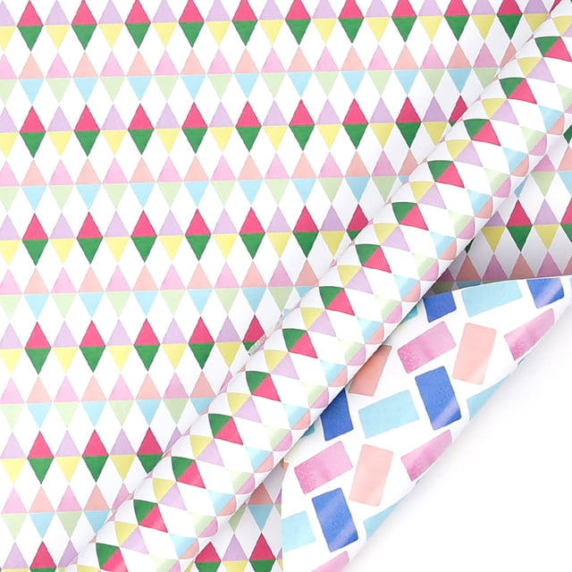 Double Sided Watercolor Gift Wrapping Paper Roll, Thick Recyclable Gift Wrap for Birthday Party and Holiday Presents