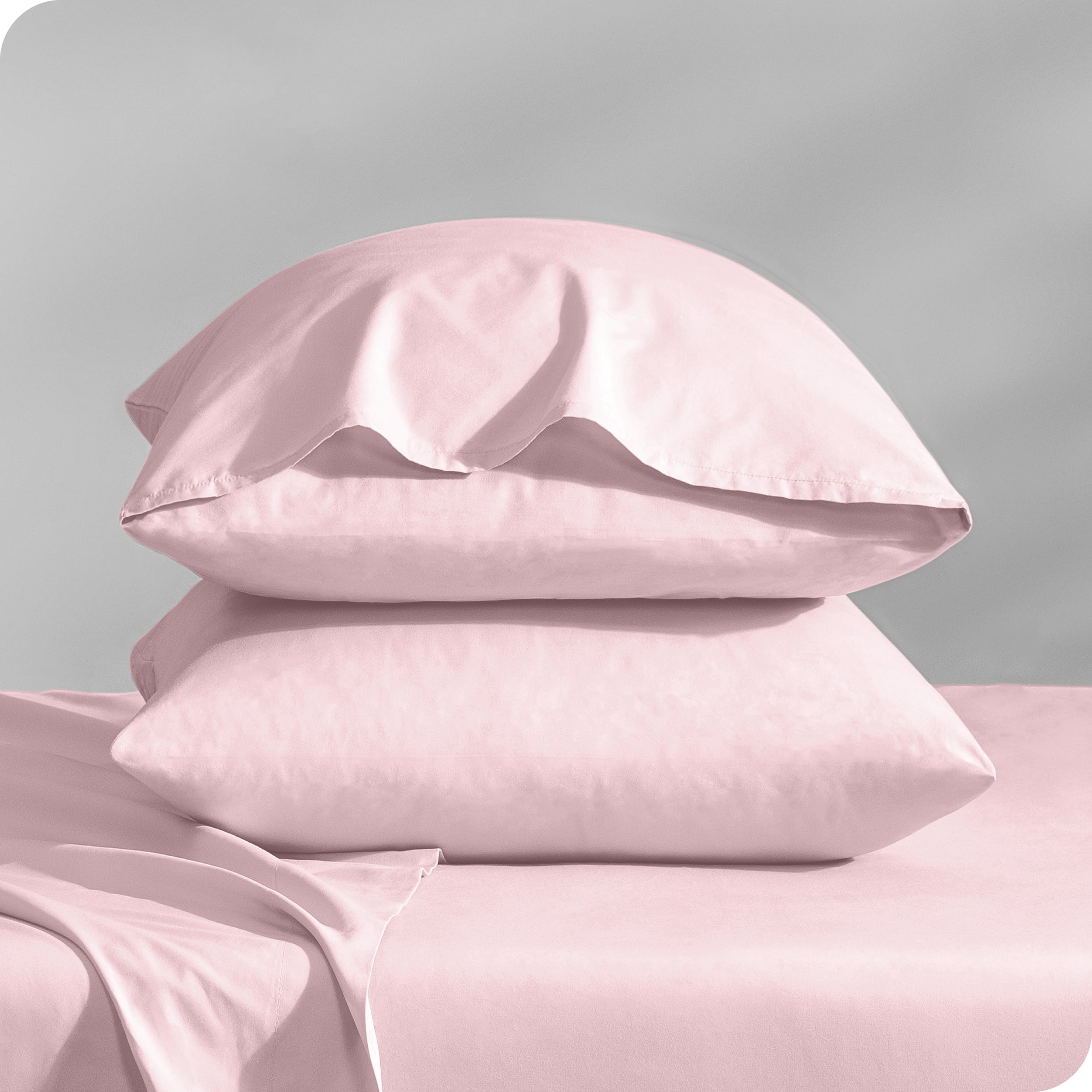 Bare Home Percale Weave Pillowcase Set - 300 Thread Count - 100% Organic Cotton - King, Dusty Pink