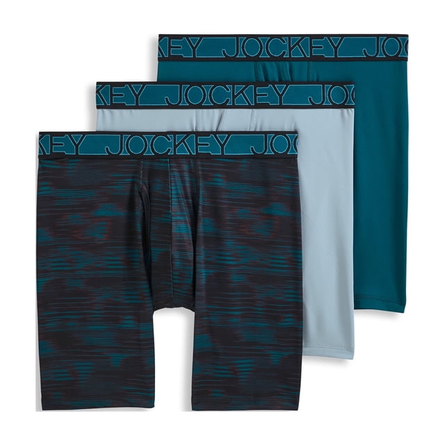 Jockey Men's Active Microfiber 9" Long Leg Boxer Brief - 3 Pack