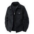 thumbnail image 1 of aohooy Men Corduroy Work Jacket - Fall Button Up Long Sleeve Collared Shacket with Flat Pockets Black,XXL, 1 of 8