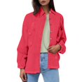 thumbnail image 1 of Baberdicy Distressed Denim Jackets for Women - Fall/Winter Vintage Loose Fit (Oversized, Ragged Hole Design) Red M, 1 of 6