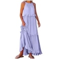 thumbnail image 2 of Gspmoly Robes pour Femmes Grande Taille, Robe Longue d'Été Décontractée pour Femmes à Col Rond, Unie, à Bandage, Sans Manches, Offres de Robes de Vacances pour Femmes, 2 of 6
