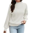 thumbnail image 1 of Chandail à Col Roulé pour Femmes à Manches Longues Chandail à Demi-Col Roulé pour Femmes Chandail Tricoté Ample pour Femmes Automne Hiver à Manches Longues, 1 of 6