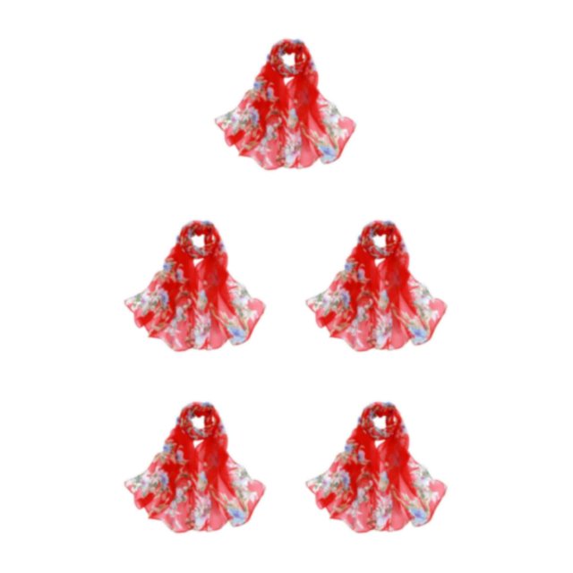 Baohd Cloth Flower Scarf Soft And Breathable Summer Accessory For Elegant And Fashionable Looks Wide red 5Set