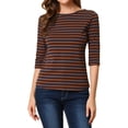 thumbnail image 1 of INSPIRE CHIC T-Shirt Décontracté Imprimé pour Femmes à Manches au Coude et Col Rond, 1 of 6