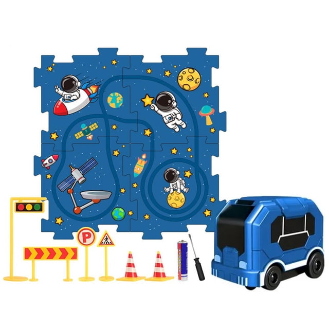 Children Educational Puzzle Track Car Play Set DIY puzzle Children's car L0 R7A1