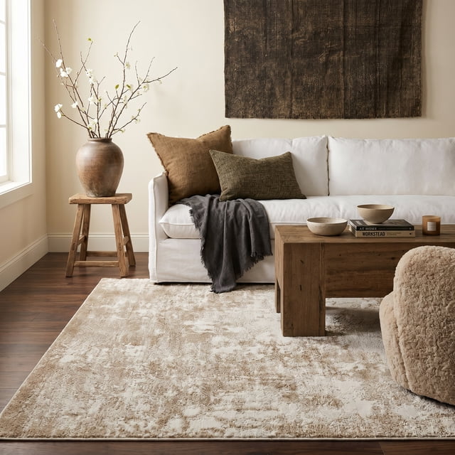 Rug Branch Nomad Abstract Indoor Area Rug, Beige Cream, Modern - Living Room, Bedroom, Dining Room, and Kitchen