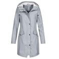 thumbnail image 1 of LSLJS Women's Solid Color Rain Jacket Outdoor Hooded Windproof Long Coat( Gray, XL), 1 of 4