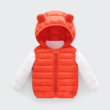 DEXIANG Tout-Petits Enfants Bébés Garçons Filles Hiver Chaud Veste Sans Manches Vêtements d'Extérieur Uni Oreilles d'Ours Gilet Manteaux à Capuche Matelassé Vêtements d'Extérieur Enfants Veste Matelassée Mode Imprimé Veste Garçons 5 Manteau Garçons Tout-Petit