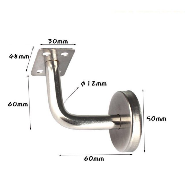 LEFU pour Support de Main Courante en Acier Inoxydable, Montage Mural, Support de Rampe, Balustrade, Baguette à Mousqueton, Robuste, Quincaillerie pour Escalier et Rambarde, Amélioration de la Maison 60 mm x 60 mm Argent