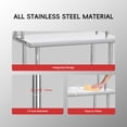 thumbnail image 2 of Senfot 48 x 24 Inch Custom Kitchen Stainless Steel Workbench with Double Tier Organizer Shelf, 160cm Height Heavy Duty Prep Work Table, 2 of 7