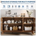 thumbnail image 4 of Modern Farmhouse Sideboard Buffet Cabinet – 58" Walnut Fluted Wood Credenza with Curved Doors, Adjustable Shelves, Versatile Storage for Dining Room, Kitchen, Living Room, or Coffee Bar, Walnut, 4 of 8