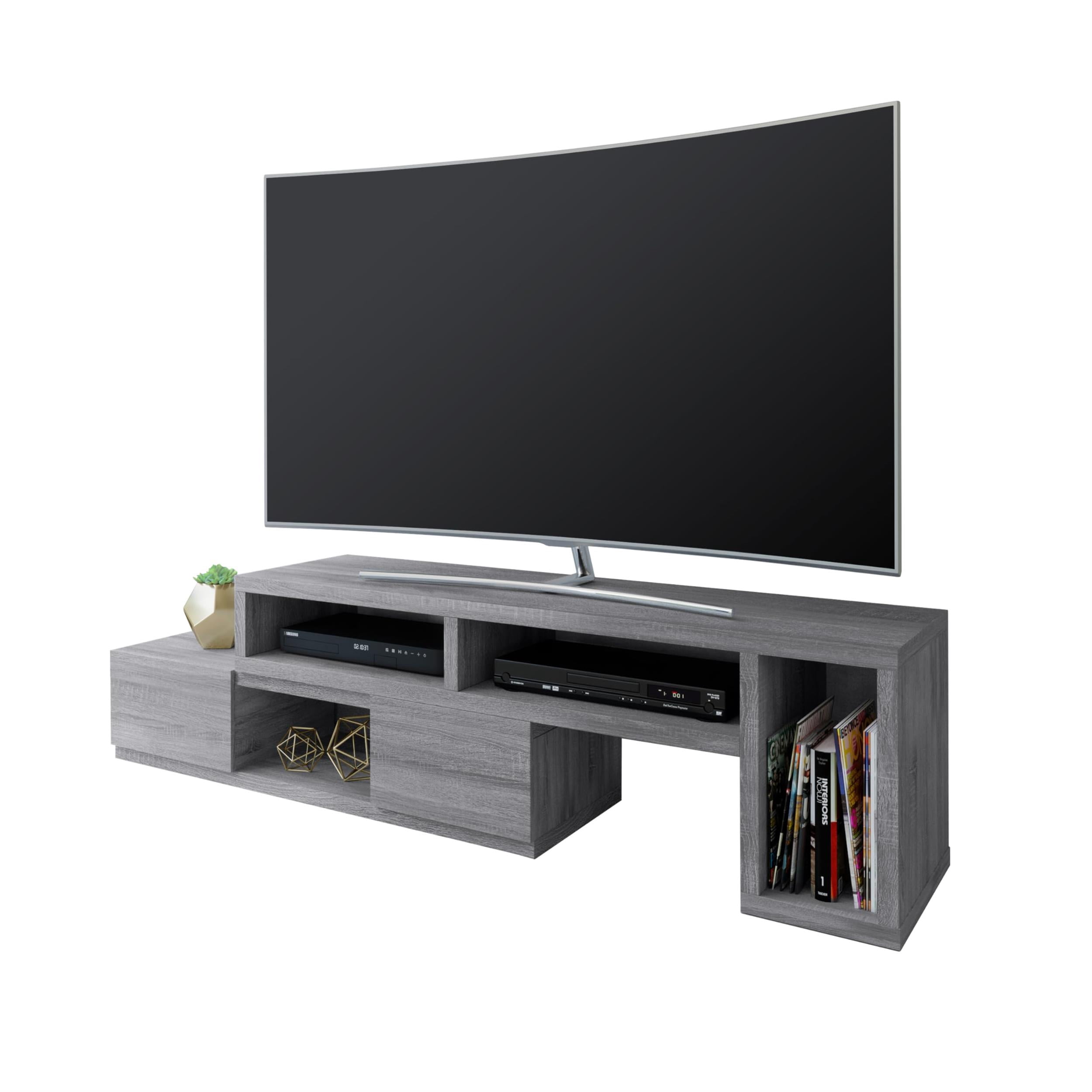 Pemberly Row Contemporary Adjustable TV Stand Console for TV's up to 65"