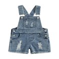 thumbnail image 1 of Toddler Girls Summer Sling Jumpsuit Sleeveless Solid Color/Leopard Print Suspender Shorts, 1 of 7