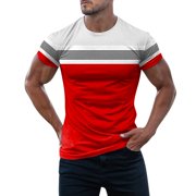 Ketyyh-chn99 Hommes Linge de maison Chemises d'été Hommes et grands hommes Soft Tops Tshirt homme manches courtes Col rond Tee Top Tshirts Régulier Rouge,L
