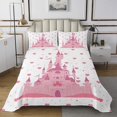 thumbnail image 1 of Girls Castle Queen Coverlet Pink Castle Printed Quilt Set for Girls Princess Style Fansty Bedspread Set Hand Drawn Soft Decor Bed Set for Bedroom Decor, 1 of 5