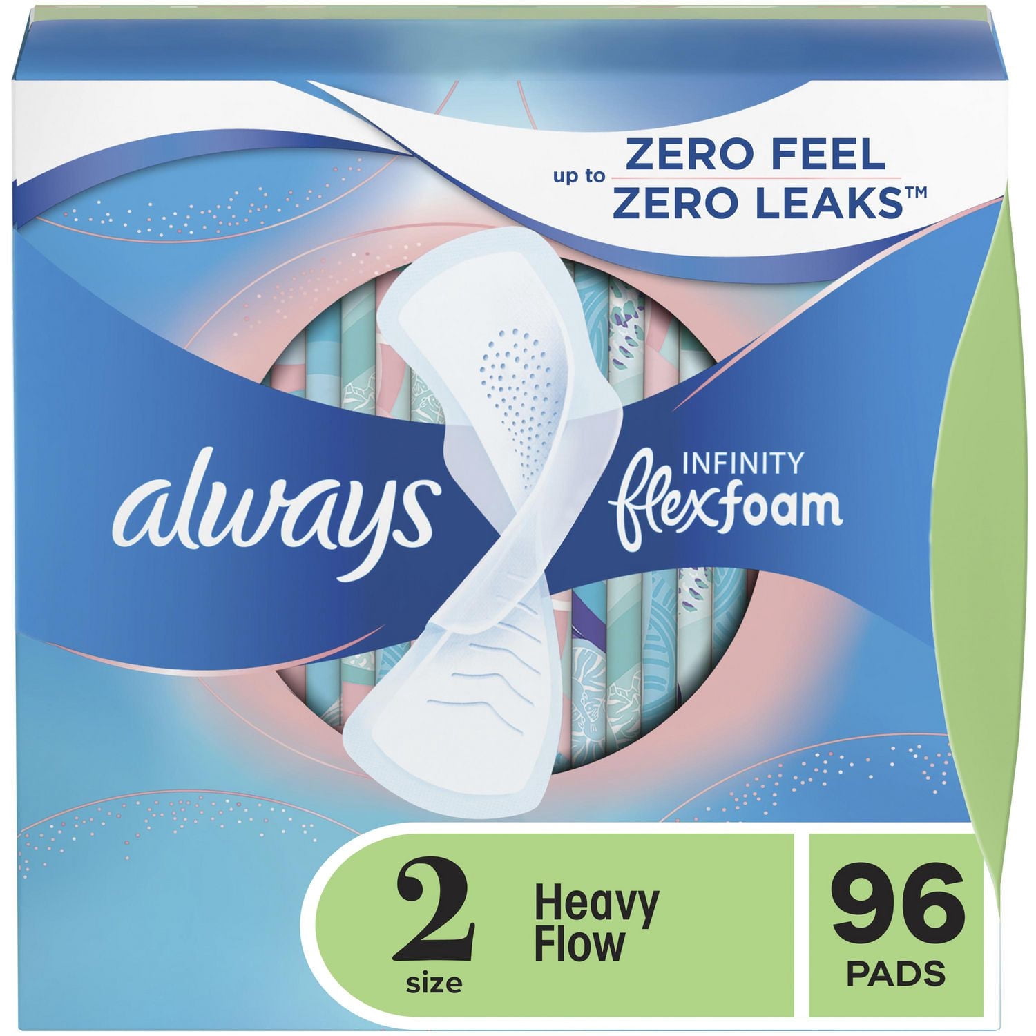 Always Infinity Feminine Pads for Women with Wings, Size 2 Heavy, Unscented