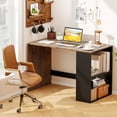 thumbnail image 4 of Gymax Computer Desk 44'' Home Office Desk w/ 2-Tier Bookshelf Study Writing Desk Rustic Brown & Black, 4 of 10